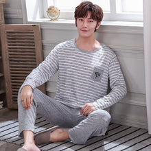 Load image into Gallery viewer, Autumn New long sleeve pijama stripe pajamas set for male plus size sleep clothing casual nightie sleepwear men pyjamas suit
