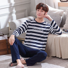 Load image into Gallery viewer, Autumn New long sleeve pijama stripe pajamas set for male plus size sleep clothing casual nightie sleepwear men pyjamas suit