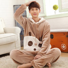 Load image into Gallery viewer, Autumn  winter men lover thick flannel Pajamas sets plus size pijama 5XL 6XL sleepwear women cartoon coral fleece lounge set