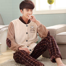 Load image into Gallery viewer, Autumn  winter men lover thick flannel Pajamas sets plus size pijama 5XL 6XL sleepwear women cartoon coral fleece lounge set