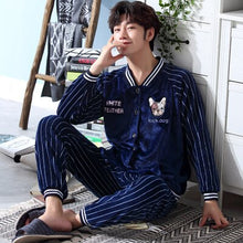 Load image into Gallery viewer, Autumn  winter men lover thick flannel Pajamas sets plus size pijama 5XL 6XL sleepwear women cartoon coral fleece lounge set