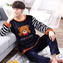 Load image into Gallery viewer, Autumn  winter men lover thick flannel Pajamas sets plus size pijama 5XL 6XL sleepwear women cartoon coral fleece lounge set