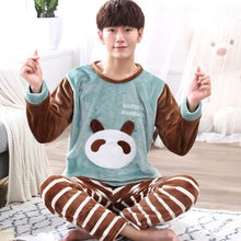 Load image into Gallery viewer, Autumn  winter men lover thick flannel Pajamas sets plus size pijama 5XL 6XL sleepwear women cartoon coral fleece lounge set