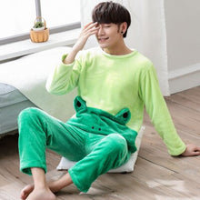 Load image into Gallery viewer, Autumn  winter men lover thick flannel Pajamas sets plus size pijama 5XL 6XL sleepwear women cartoon coral fleece lounge set