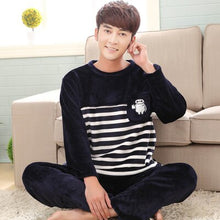 Load image into Gallery viewer, Autumn  winter men lover thick flannel Pajamas sets plus size pijama 5XL 6XL sleepwear women cartoon coral fleece lounge set