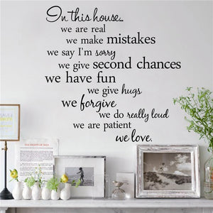 % In this house we are real Home Decal Family Vinyl Wall Sticker Quotes Lettering Words Living Room Backdrop Decorative Decor