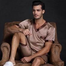 Load image into Gallery viewer, Thoshine Brand Spring Summer Autumn Men Satin Silk Pyjamas Sets of T-shirt &amp; Shorts Male Pijama Sleepwear Leisure Home Clothing