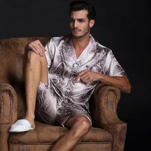 Load image into Gallery viewer, Thoshine Brand Spring Summer Autumn Men Satin Silk Pyjamas Sets of T-shirt &amp; Shorts Male Pijama Sleepwear Leisure Home Clothing