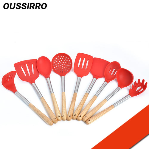 9Pcs / Set Silicone Cooking Tools Drinking Kitchen Kitchenware Dinnerware Tableware Accessories Supplies Gear Stuff Product