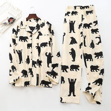 Load image into Gallery viewer, Cute white bear 100% brushed cotton men pajama sets Autumn Casual fashion animal sleepwear men homewear sexy pijamas mujer