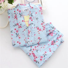 Load image into Gallery viewer, Summer Men&#39;s and Women&#39;s 100% Cotton Gauze Pajamas Sets Retro V-neck Pijama Kimono Suit Couple Sleepwear Nightly Home Clothing