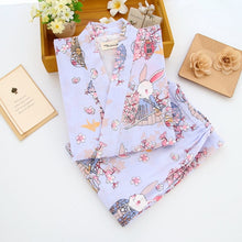 Load image into Gallery viewer, Summer Men&#39;s and Women&#39;s 100% Cotton Gauze Pajamas Sets Retro V-neck Pijama Kimono Suit Couple Sleepwear Nightly Home Clothing