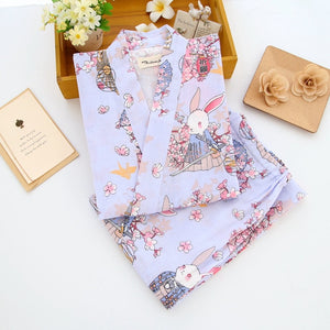 Summer Men's and Women's 100% Cotton Gauze Pajamas Sets Retro V-neck Pijama Kimono Suit Couple Sleepwear Nightly Home Clothing