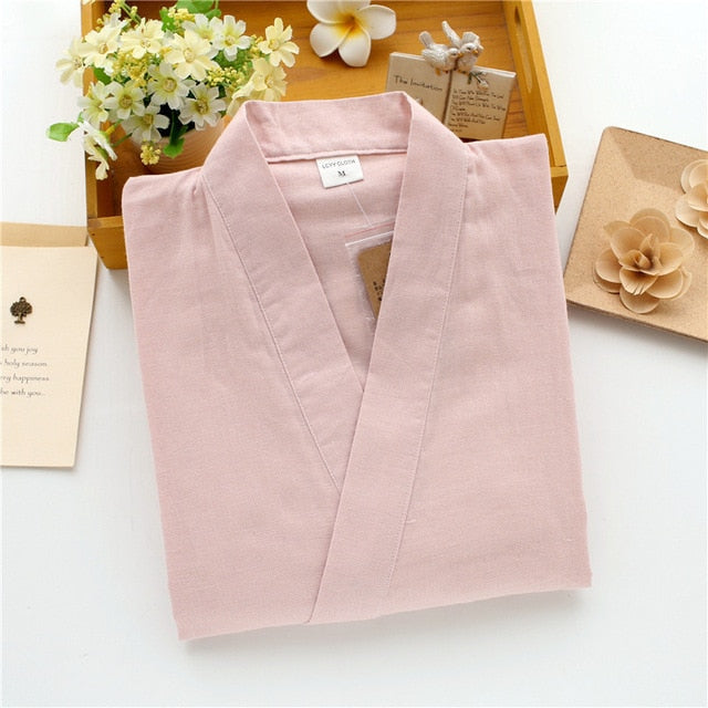 Summer Men's and Women's 100% Cotton Gauze Pajamas Sets Retro V-neck Pijama Kimono Suit Couple Sleepwear Nightly Home Clothing
