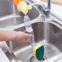Load image into Gallery viewer, With Refill Liquid Soap Dispenser Scrubber Cleaning Products Washing Cleaning Brush Replaceable Couring Pad Sponge Kitchen Dish