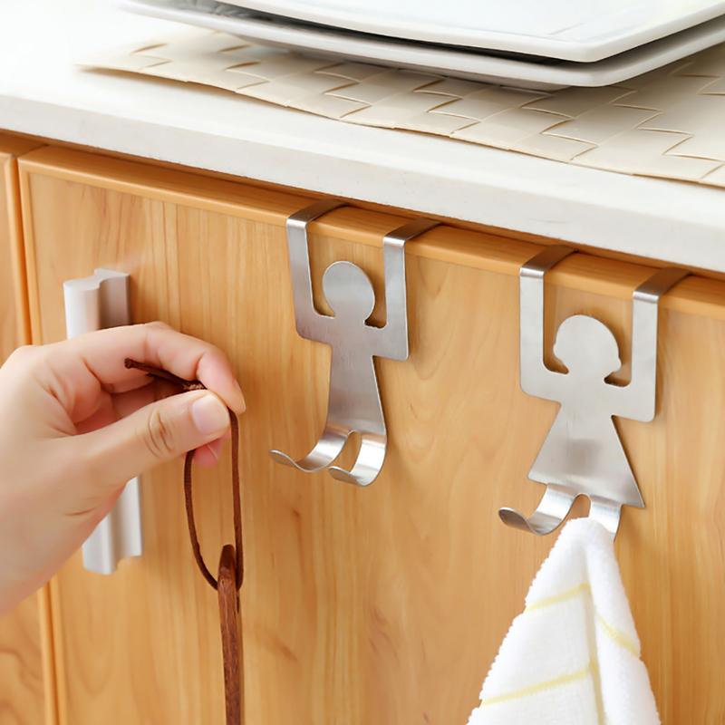 2Pcs/set Stainless Steel Lovers Shaped Hooks House Kitchen Pot Pan Hanger Clothes Storage Rack Tool 40