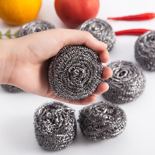 New 6pcs Useful Kitchen Tool The Dishes Must Brush Pot Stainless Steel Wire Cleaning Ball Cleaning Brush  Kitchen Product Hot