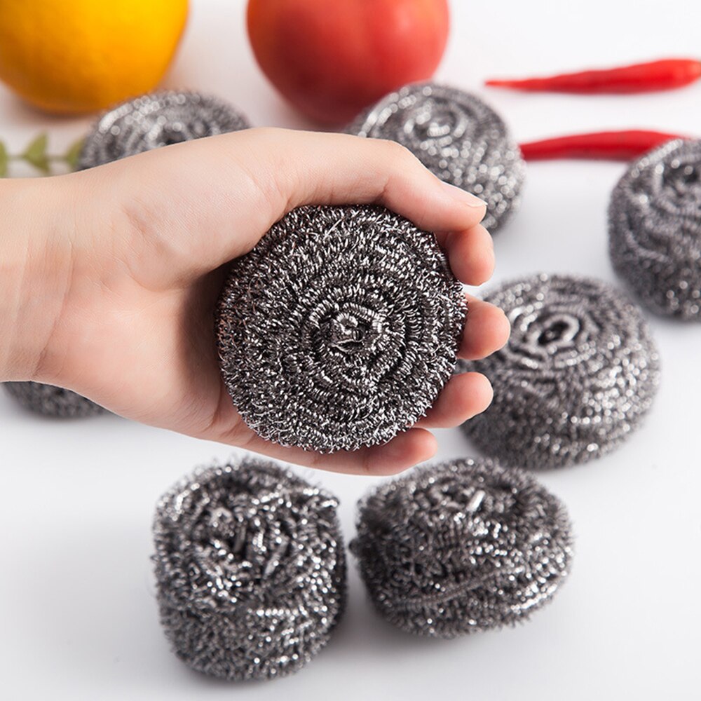 New 6pcs Useful Kitchen Tool The Dishes Must Brush Pot Stainless Steel Wire Cleaning Ball Cleaning Brush  Kitchen Product Hot